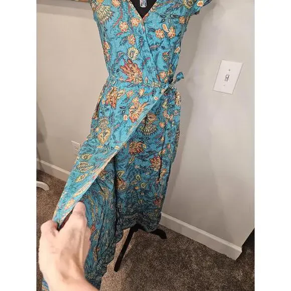 Nwot Band of the Free Vibrant Floral Wrap Maxi Dress - Picture 3 of 7